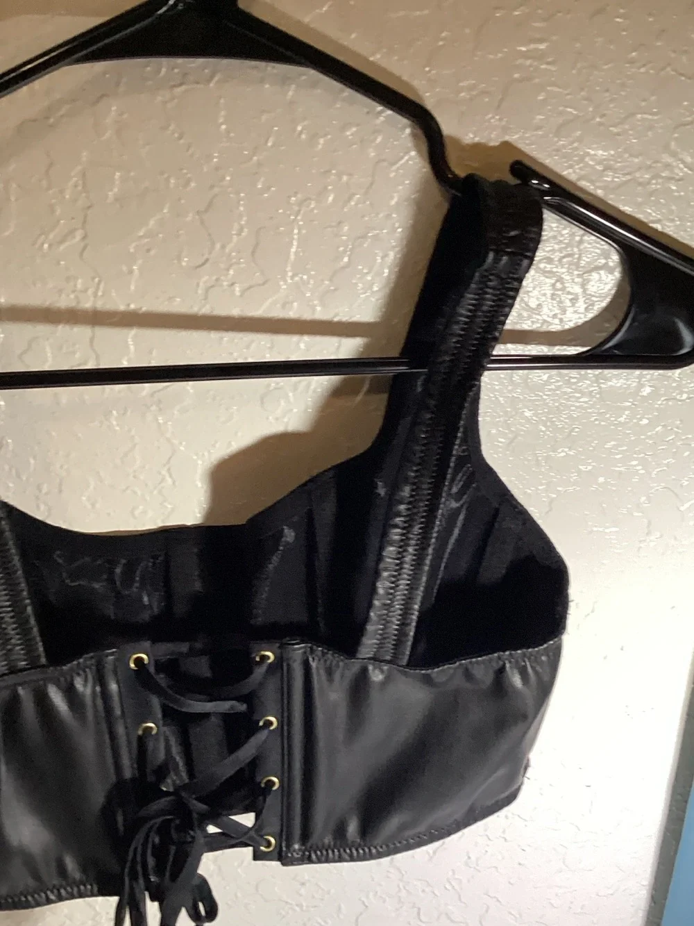 Victoria's Secret Black Satin Lace-Up Bralette